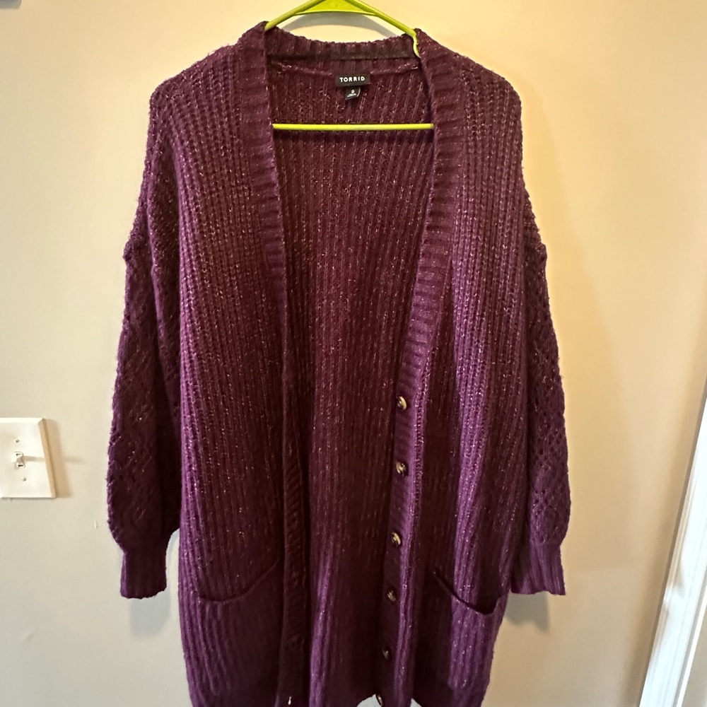 Torrid Purple Chunky Knit Cardigan Sweater